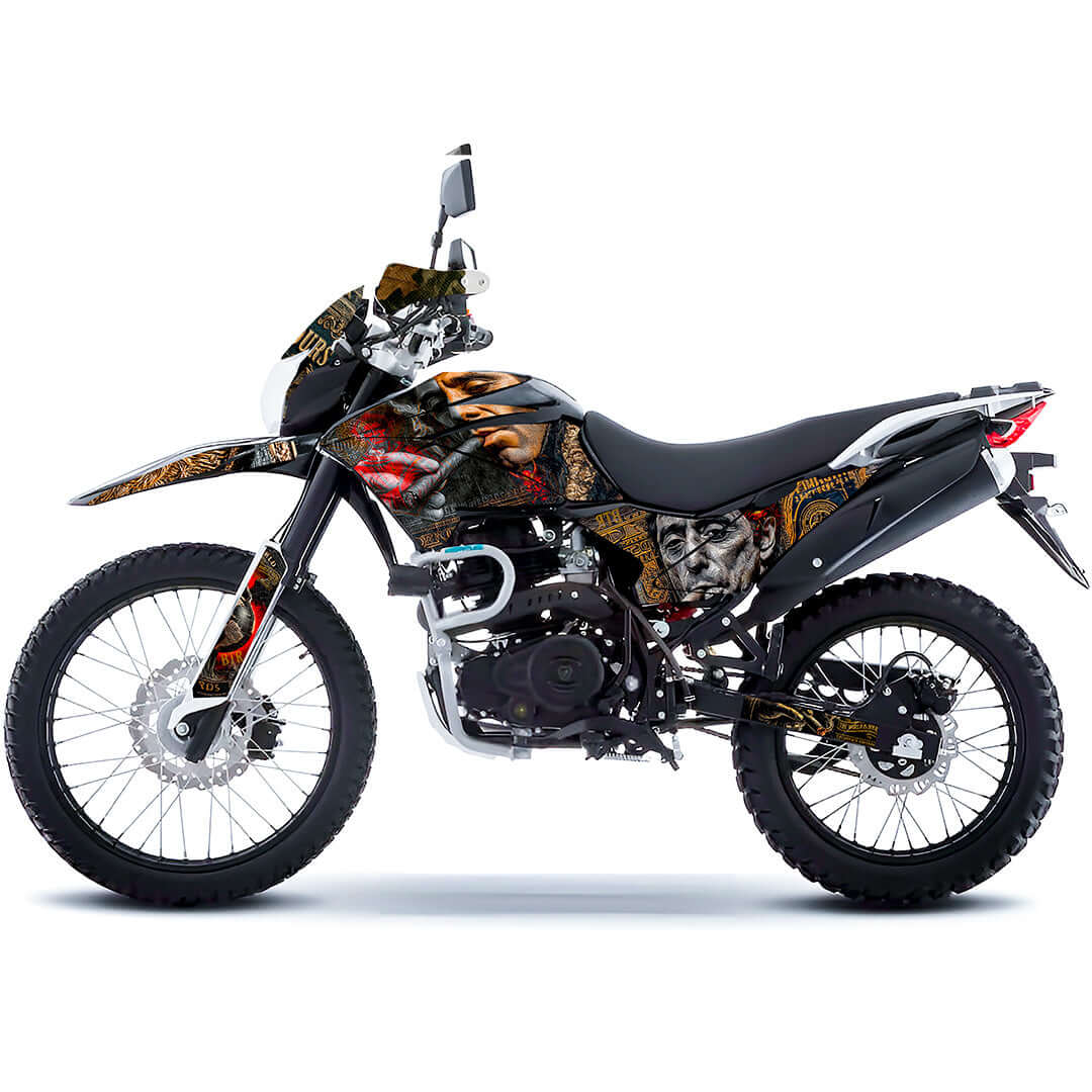 Sticker BTR Dollar Montana para Italika DM250, DM200, Xeverus y Cross Max – Calcas premium estilo mafia – Kit de calcas premium para moto BTR