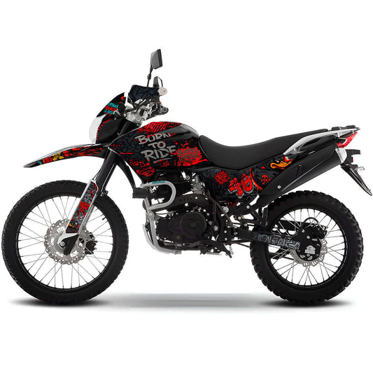 Sticker BTR Blackpool Garage para Italika DM250, DM200, Xeverus y Cross Max – Calcas premium estilo garage punk urbano – Kit de calcas premium para moto BTR