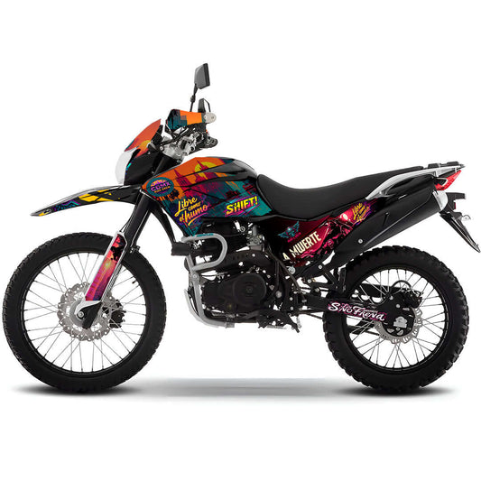 Sticker Full Kit “BTR Vice Streets” para Italika DM250 / DM200 / Xeverus / Cross Max – Calcas Premium Personalizadas – Kit de calcas premium para moto BTR