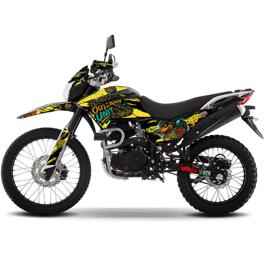 Sticker BTR Duckside Crew para Italika DM250, DM200, Xeverus y Cross Max – Kit de calcas premium para moto BTR