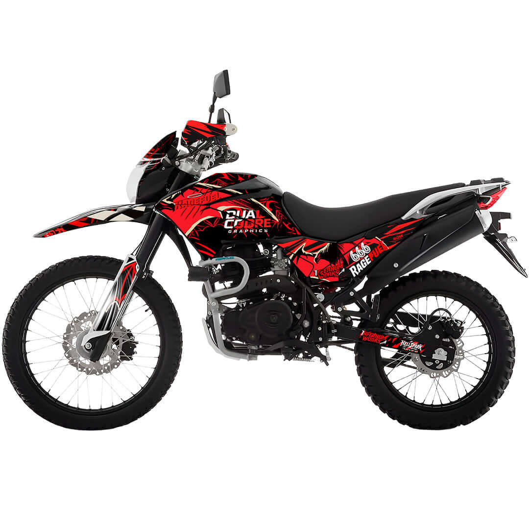 Sticker Full Kit “BTR Red Demon” para Italika DM250 / DM200 / Xeverus / Cross Max – Calcas Premium Personalizadas – Kit de calcas premium para moto BTR