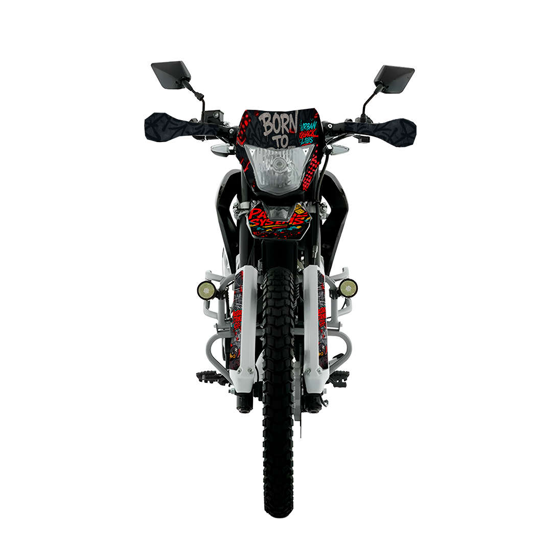 Sticker BTR Blackpool Garage para Italika DM250, DM200, Xeverus y Cross Max – Calcas premium estilo garage punk urbano – Kit de calcas premium para moto BTR