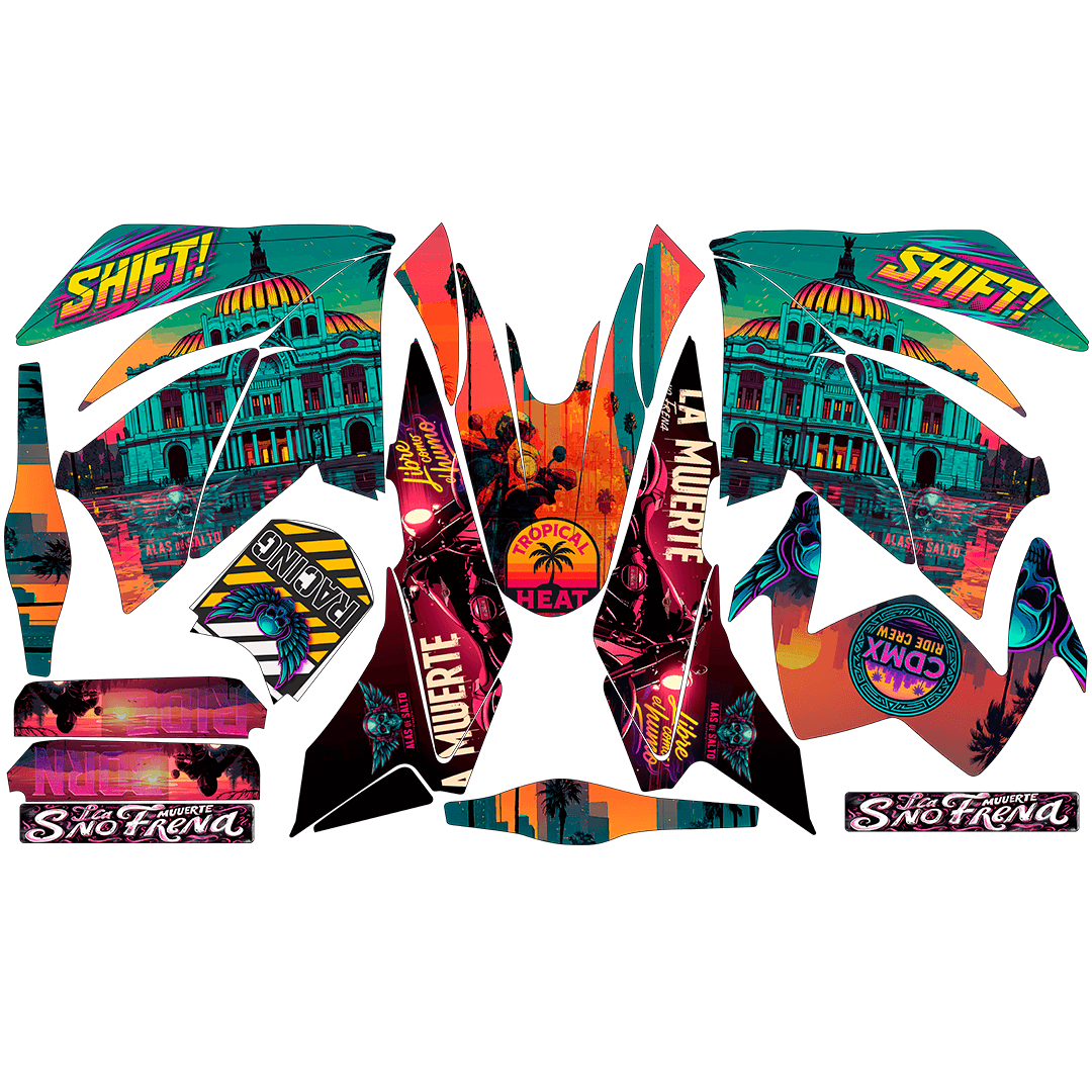 Sticker Full Kit “BTR Street Libre” para Italika DM250 / DM200 / Xeverus / Cross Max – Calcas Premium Personalizadas – Kit de calcas premium para moto BTR