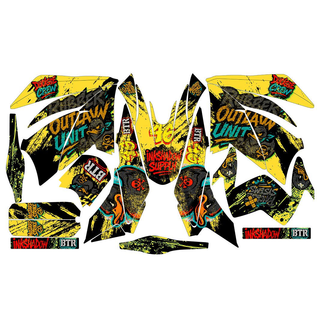 Sticker BTR Duckside Crew para Italika DM250, DM200, Xeverus y Cross Max – Kit de calcas premium para moto BTR