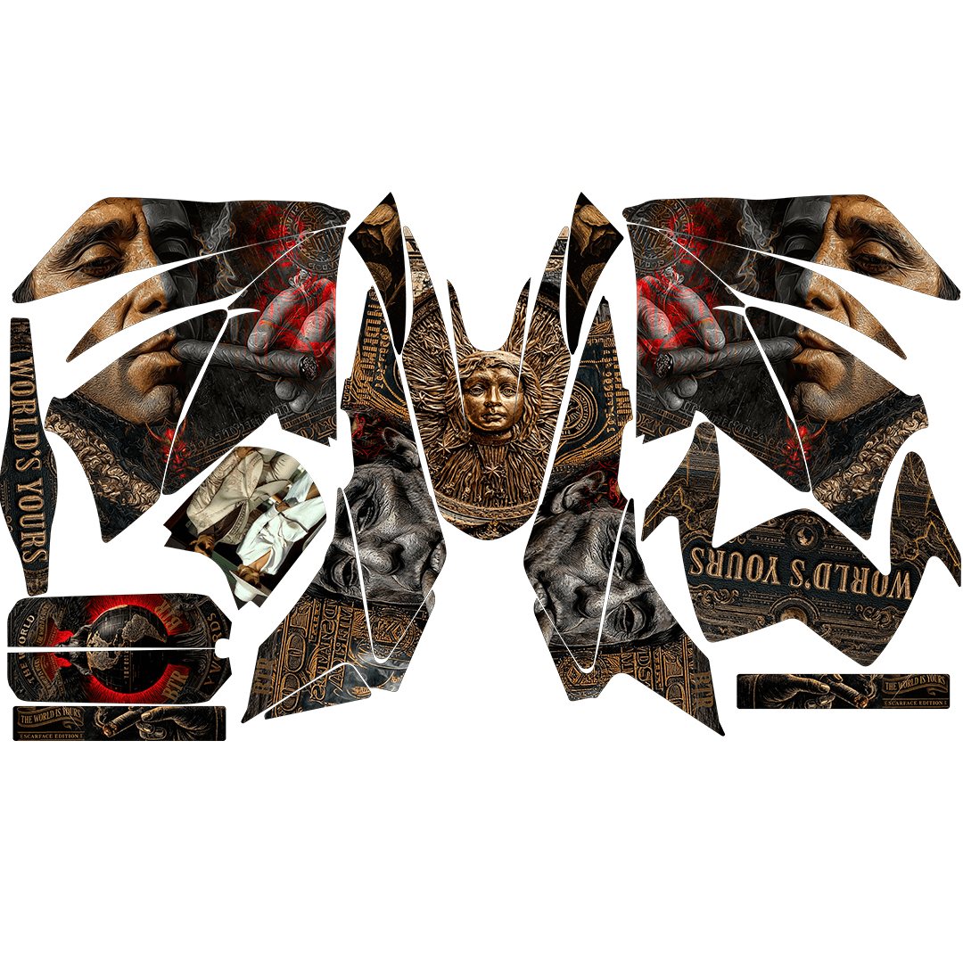 Sticker BTR Dollar Montana para Italika DM250, DM200, Xeverus y Cross Max – Calcas premium estilo mafia – Kit de calcas premium para moto BTR