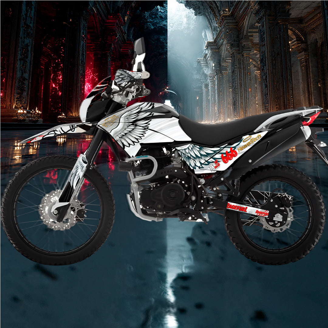 Sticker Full Kit “BTR Demon Angel” para Italika DM250 / DM200 / Xeverus / Cross Max – Calcas Premium Personalizadas – Kit de calcas premium para moto BTR