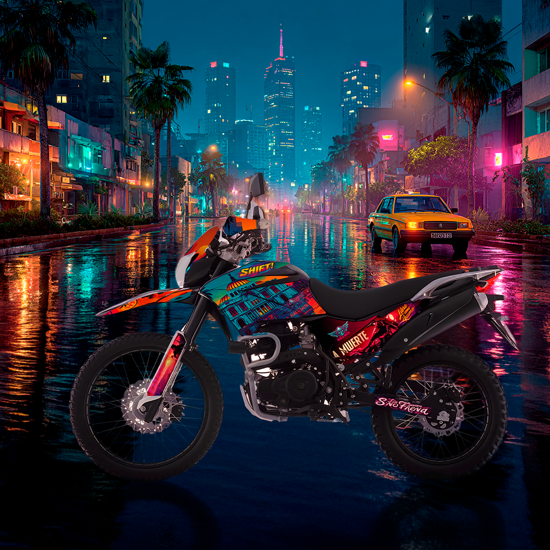 Sticker Full Kit “BTR Street Libre” para Italika DM250 / DM200 / Xeverus / Cross Max – Calcas Premium Personalizadas – Kit de calcas premium para moto BTR