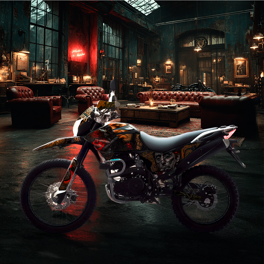 Sticker BTR Dollar Montana para Italika DM250, DM200, Xeverus y Cross Max – Calcas premium estilo mafia – Kit de calcas premium para moto BTR
