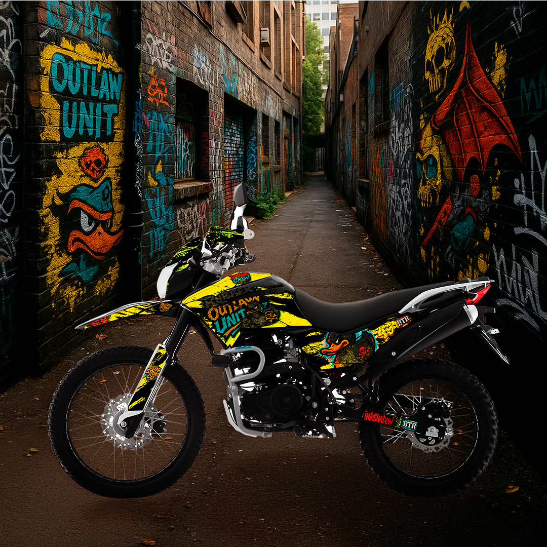 Sticker BTR Duckside Crew para Italika DM250, DM200, Xeverus y Cross Max – Kit de calcas premium para moto BTR